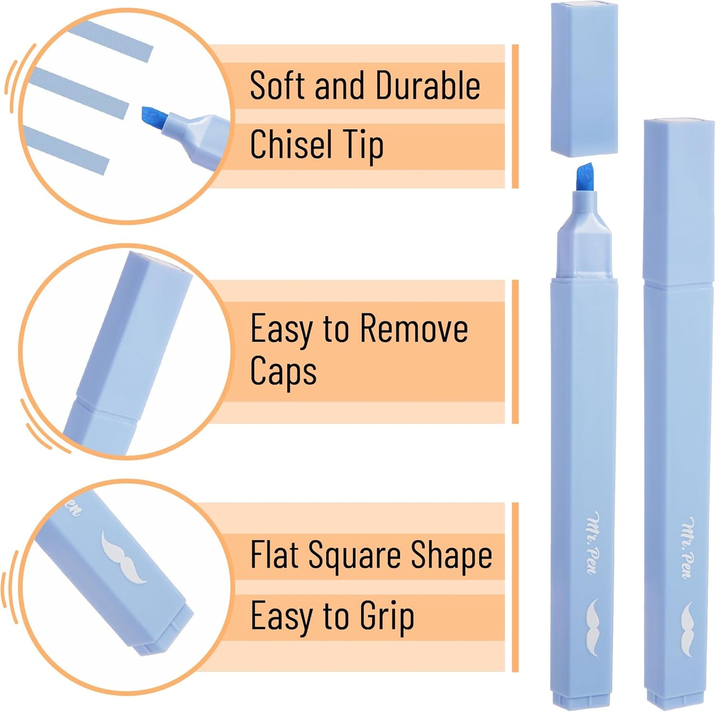 Mr. Pen- Aesthetic Highlighters, 8 pcs, Chisel Tip, Assorted Colors, Cute Highlighters Assorted Colors