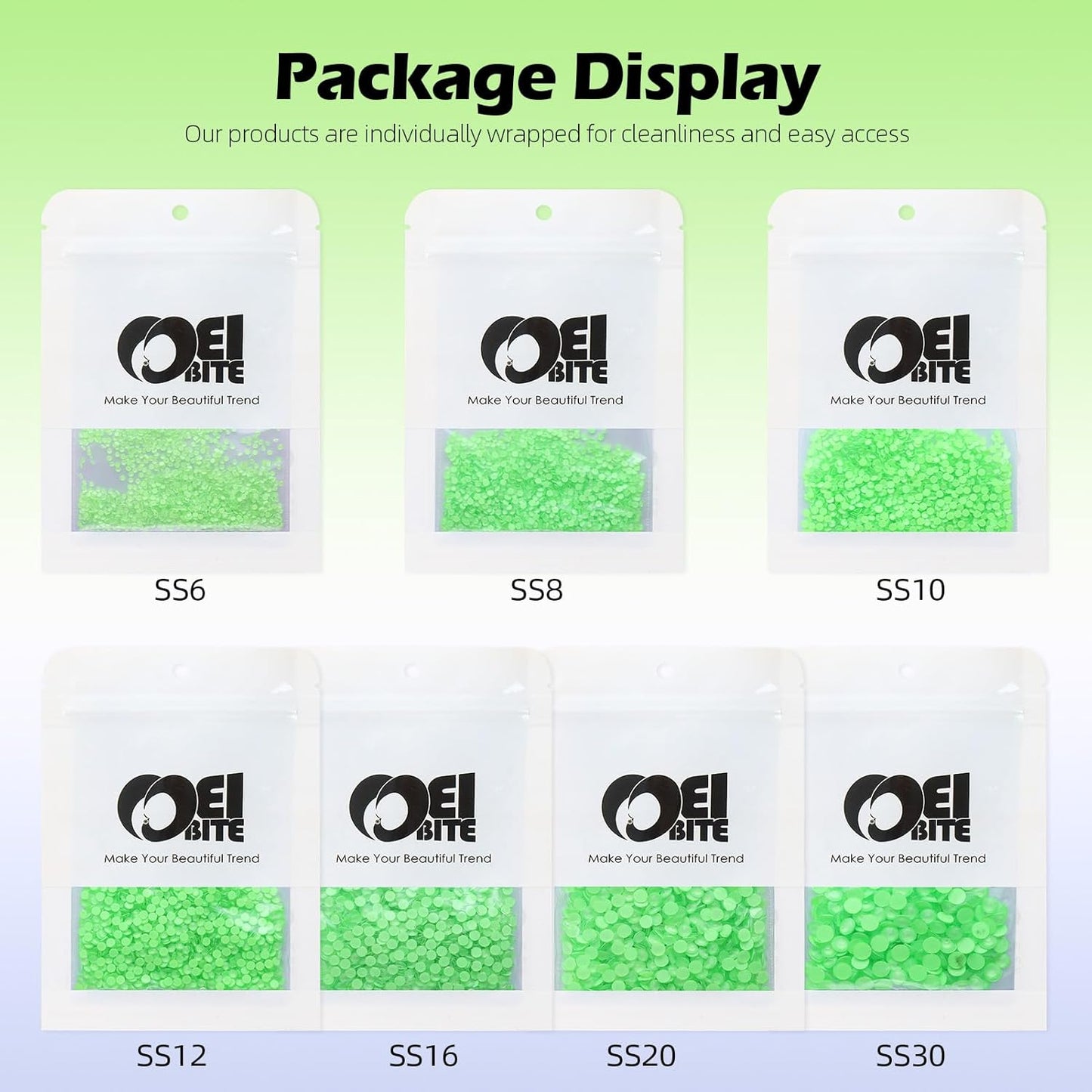 Mocha Lt.Green Flatback Rhinestones, Glass Rhinestones for Nail Art and Craft, Glue Fix, Loose Crystal Gemstones(Mocha Lt.Green, SS10, 1440pcs, 2.7-2.8mm)