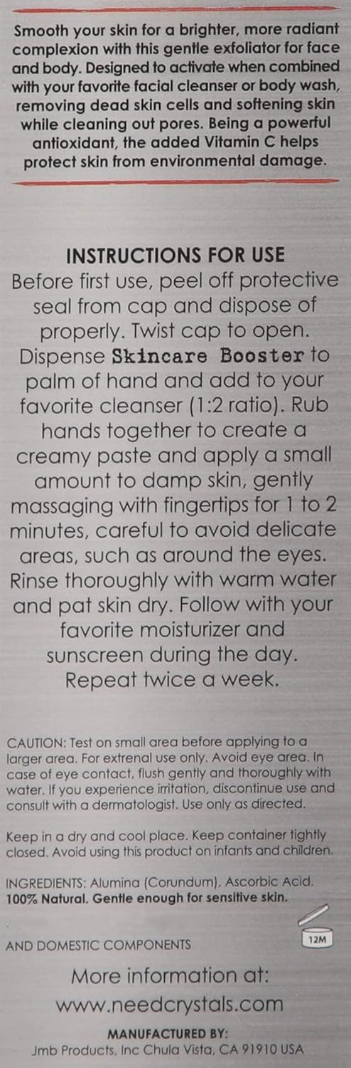 NeedCrystals Microdermabrasion Crystals, DIY Face Scrub with Vitamin C. Natural Facial Exfoliator for Dull or Dry Skin Improves Wrinkles, Anti-Aging, Skin Texture & Brightening. 8 oz