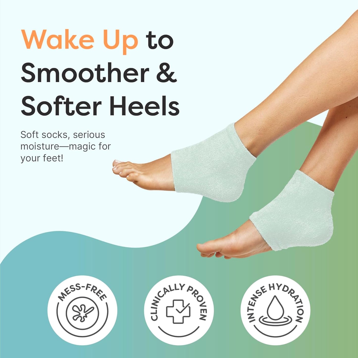 ZenToes Moisturizing Socks for Cracked Heel Treatment - Vitamin E, Olive Oil and Jojoba Oil Infused Heel Socks to Soften and Hydrate (Fuzzy Mint Green, Regular)