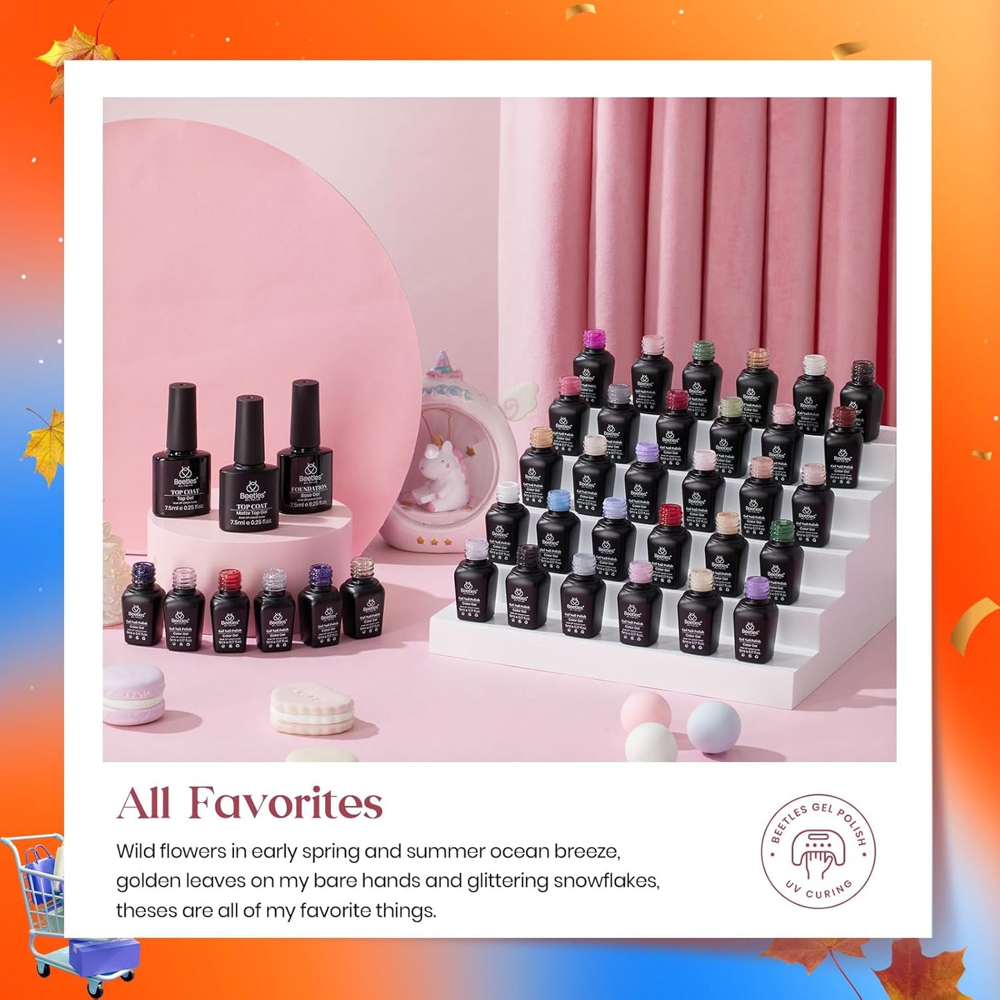 Beetles Gel Nail Polish Set 36 Colors Fall Winter Nail Gel Polish Kit Burgundy Red Blue Green Brown Gold Glitter Pink with Base Coat Glossy Matte Top Coat Manicure Gifts for Women Neutral Elegance