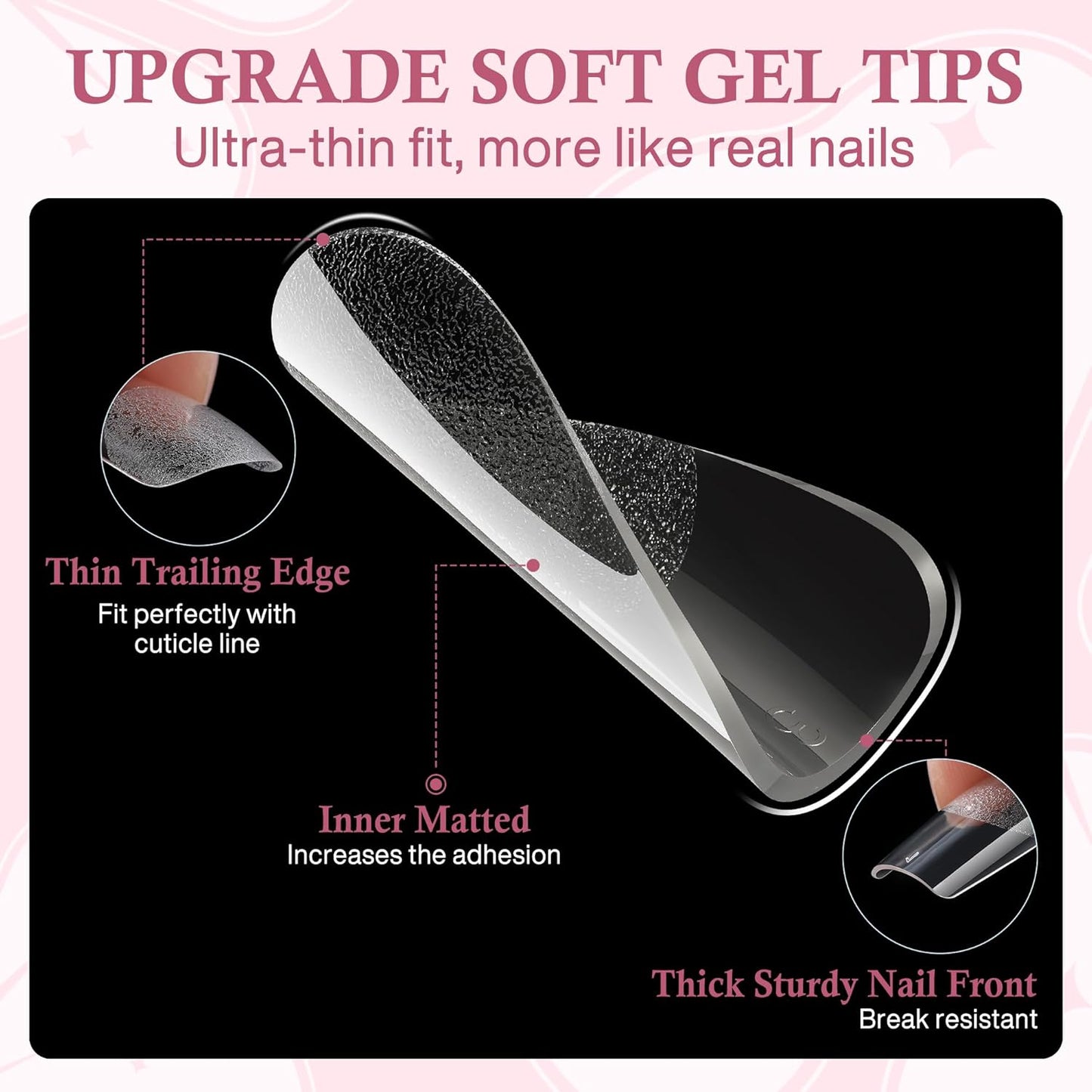 Nail Tips Square: 504pcs Pre-etched Square Press on Nails Clear Full Cover Fake Nails for French Nail Extension Salon Home DIY 12 Sizes Gel Tips