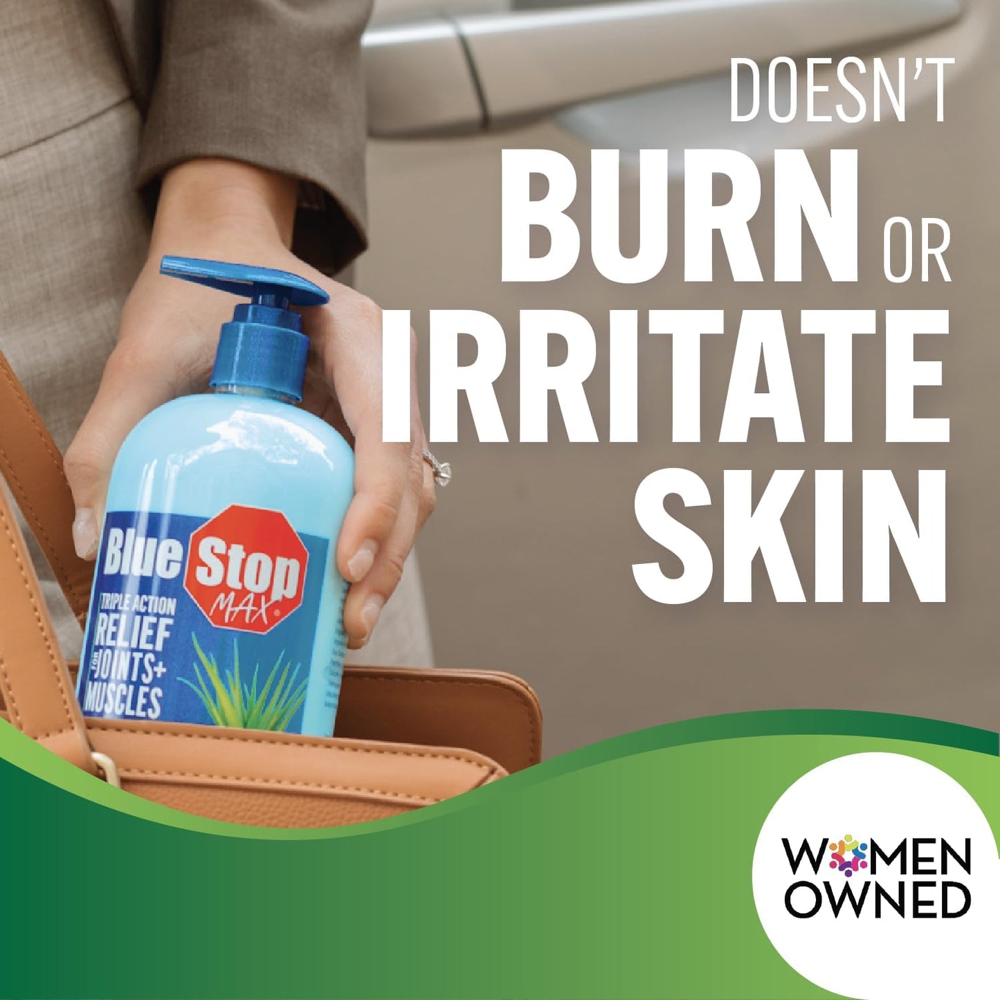 Blue Stop Max Massage Gel for Body Aches, 8 oz Pump Bottle; 3 in 1 Product Relieves Body Aches, Supports Joints and Nourishes The Skin