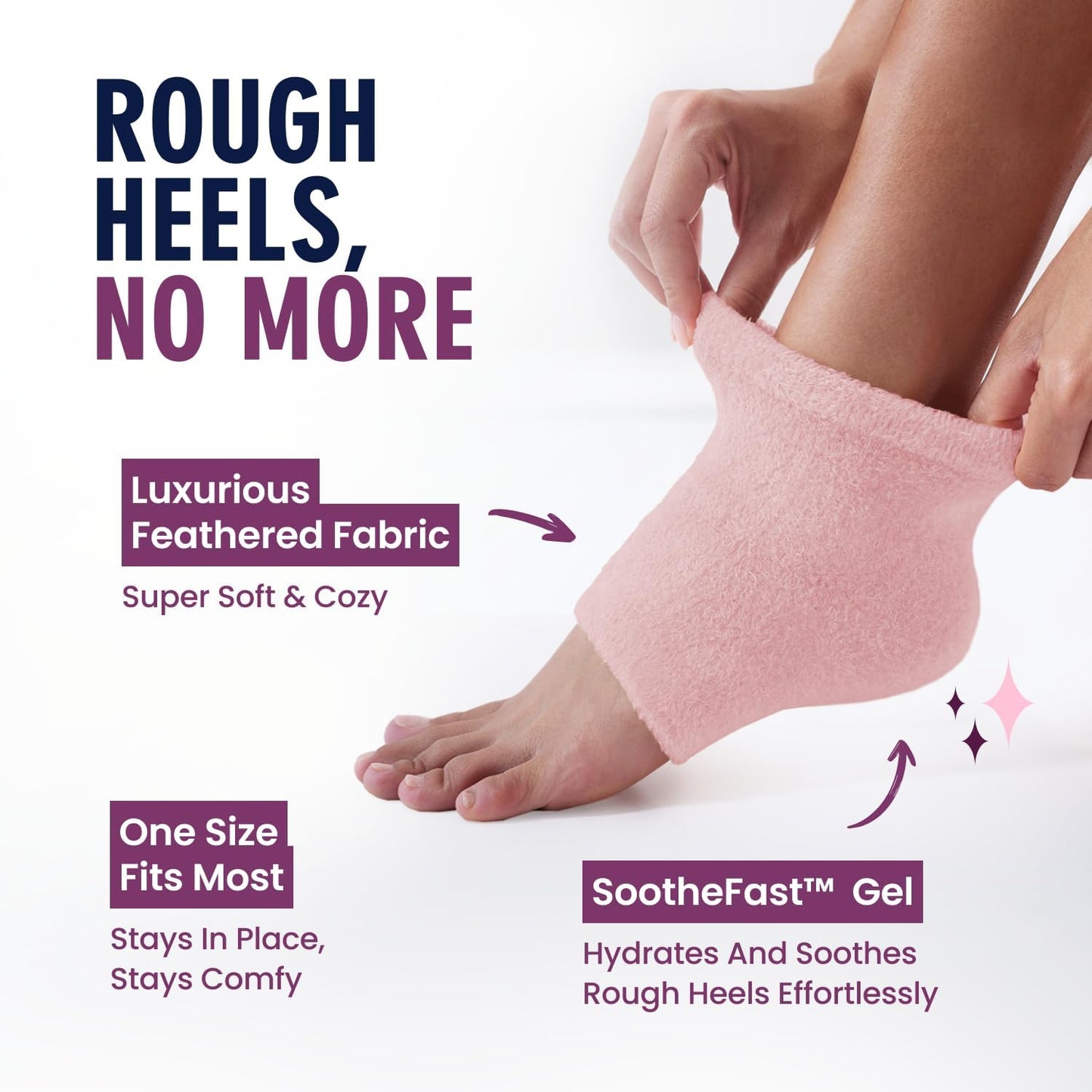 Dr. Frederick's Original Moisturizing Fuzzy Heel Socks - 2 Pairs - Cozy Gel-Lined Sleep Socks for Women & Men - Soothes Dry, Cracked Feet - Heel Repair - Relaxing Rose