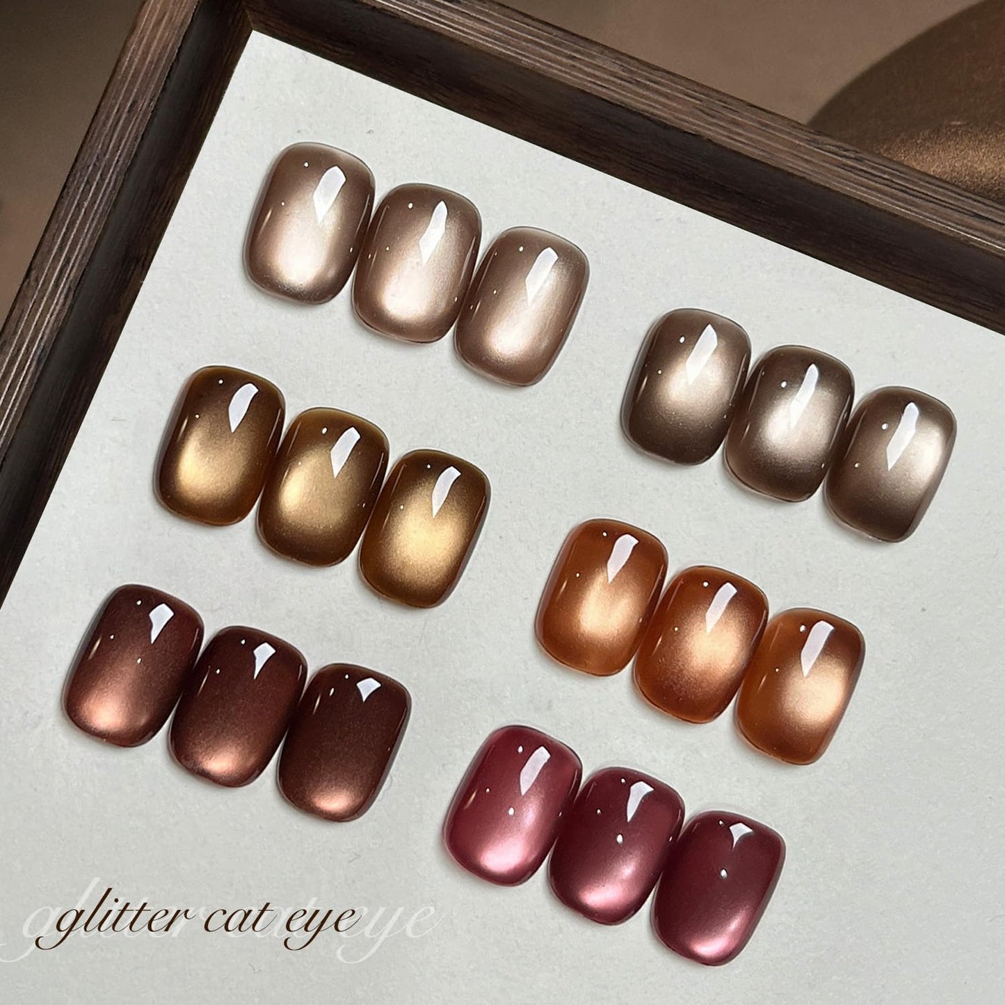 GAOY Jelly Brown Cat Eye Gel Nail Polish Set with Magnet for Glitter Holographic Cat Eye, Salon UV Gel Manicure and Nail Art DIY at Home, Sparkling Amber