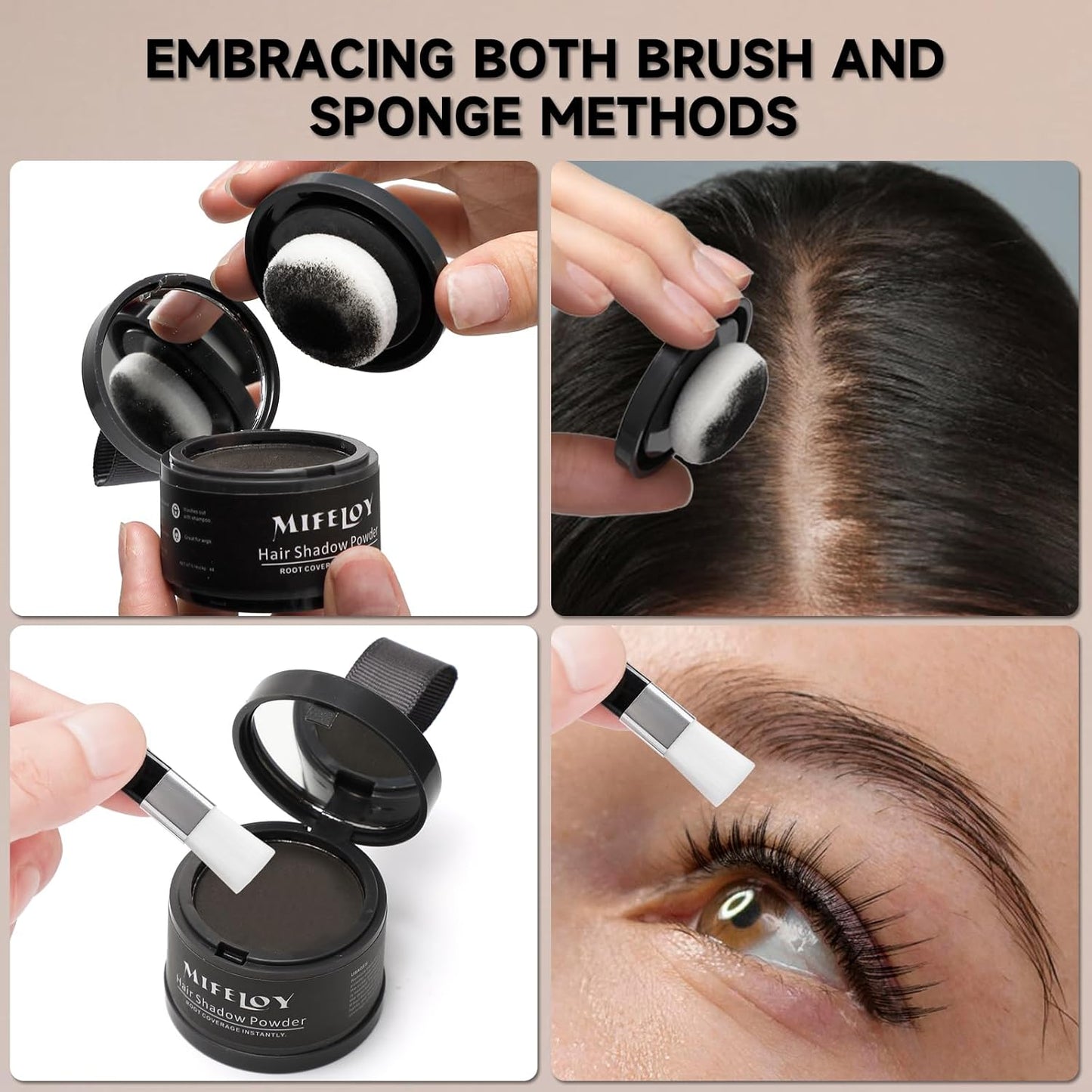 2 Pack Root Touch Up Shadow Powder, Gray Hair Cover Up, Women Color Root Coverage Powder for Thinning Grey Hairline, Men Instantly Concealer Hair Loss Beard Line Eyebrow, Medium Blonde