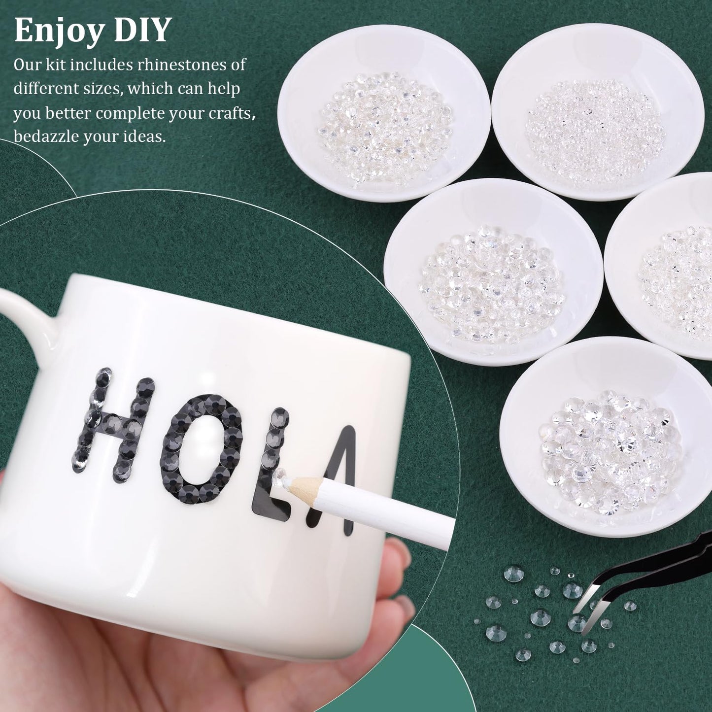 Resin Rhinestones for Crafting with B7000 Jewelry Glue, 2 Boxes Transparent Flatback Crystals with 3Pcs 10ml Glue for Bedazzling Crafts DIY Nail Art Makeup, Gems for Clothing Shoes