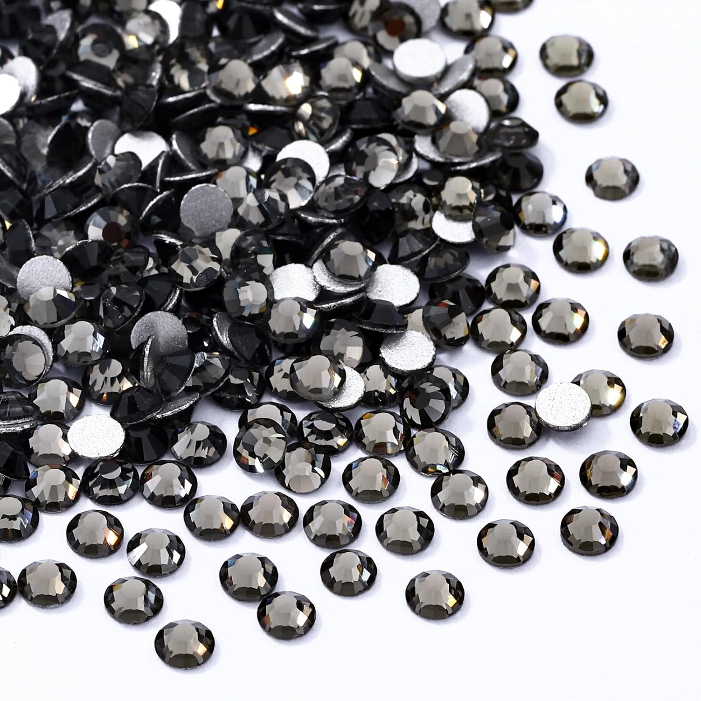 Gray Flatback Rhinestones, Glass Rhinestones for Nail Art and Craft, Glue Fix, Loose Crystal Gemstones(Gray, SS6, 1440pcs, 1.9-2.0mm)
