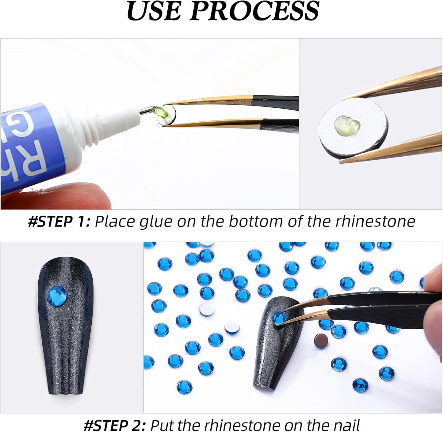 Capri Blue Flatback Rhinestones, Glass Rhinestones for Nail Art and Craft, Glue Fix, Loose Crystal Gemstones(Capri Blue, SS16, 1440pcs, 3.8-4.0mm)