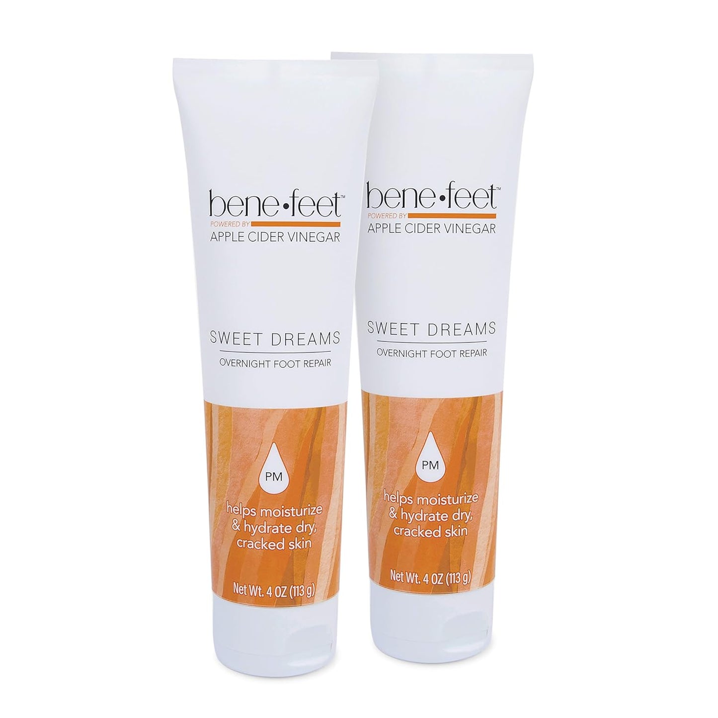 Benefeet Sweet Dreams Overnight Foot Repair - Night Cream for Detox, Moisturize & Soften Dry Cracked Skin, With Apple Cider Vinegar, Turmeric & Borage Oil, 4oz (2 Pack)