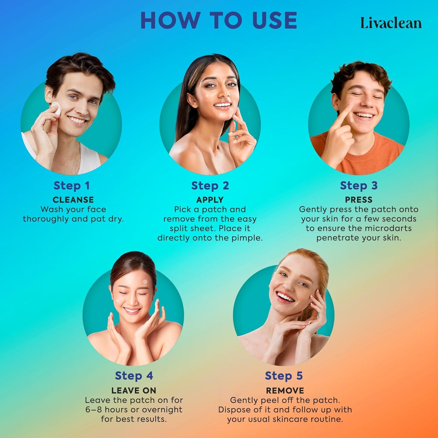 LivaClean 18 CT Microdart Acne Patch – Pimple Patches with Salicylic Acid & Tea Tree Oil – Dark Spot Patches for Face, Blemish Dots, Deep Pimple Patch, Salicylic and Hyaluronic Acid