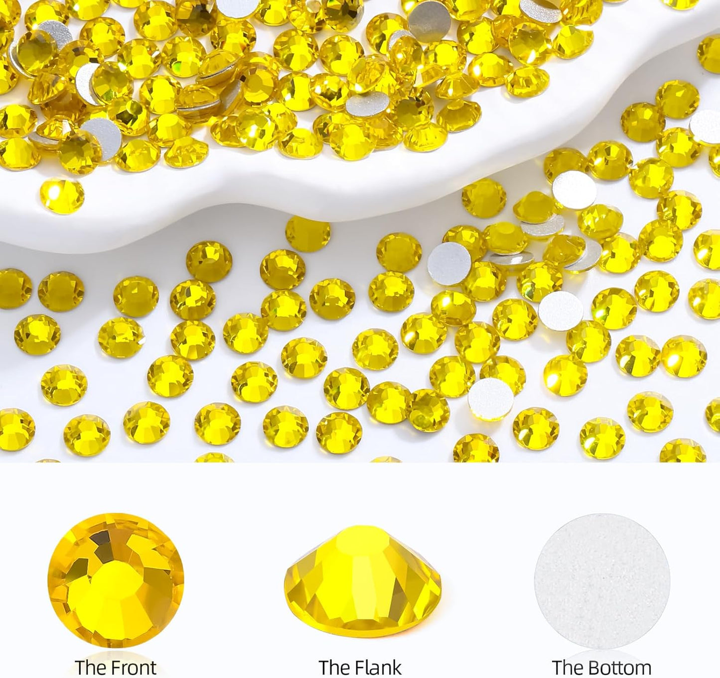 Citrine Flatback Rhinestones, Glass Rhinestones for Nail Art and Craft, Glue Fix, Loose Crystal Gemstones(Yellow, SS30, 288pcs, 6.4-6.6mm)