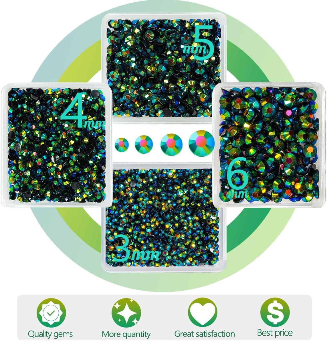 Peacok Green AB Resin Rhinestones w B7000 Jewelry Glue for Bedazzling Crafting 3mm 4mm 5mm 6mm Flatback Jelly Stones Bulk Diamonds Crystals Gems Charms for Nails Face Eyes Makeup Tumbler