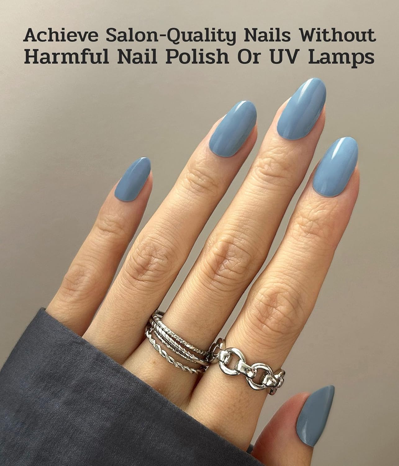 Nail Polish Strips - 22 Pcs Salon Quality Gel Nail Stickers - Long Lasting Wraps (Blue Hour IceBurg)