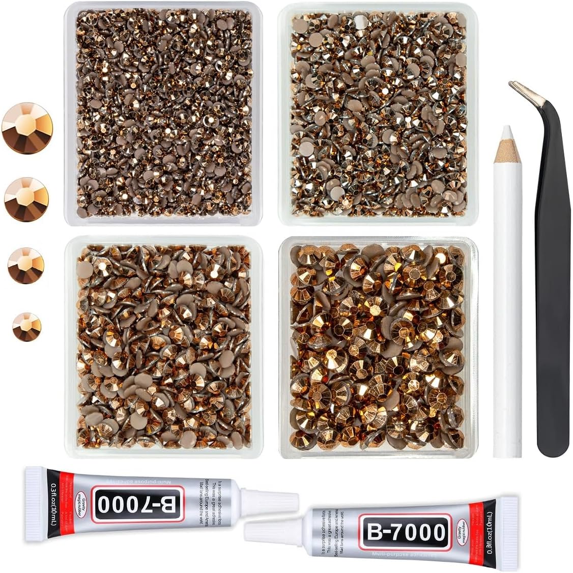 Copper Resin Rhinestones w B7000 Jewelry Glue for Bedazzling Crafting 3mm 4mm 5mm 6mm Brown Flatback Jelly Stones Bulk Coffee Diamonds Gems for Nails Face Eye Makeup Tumblers Decor Crafts Decor