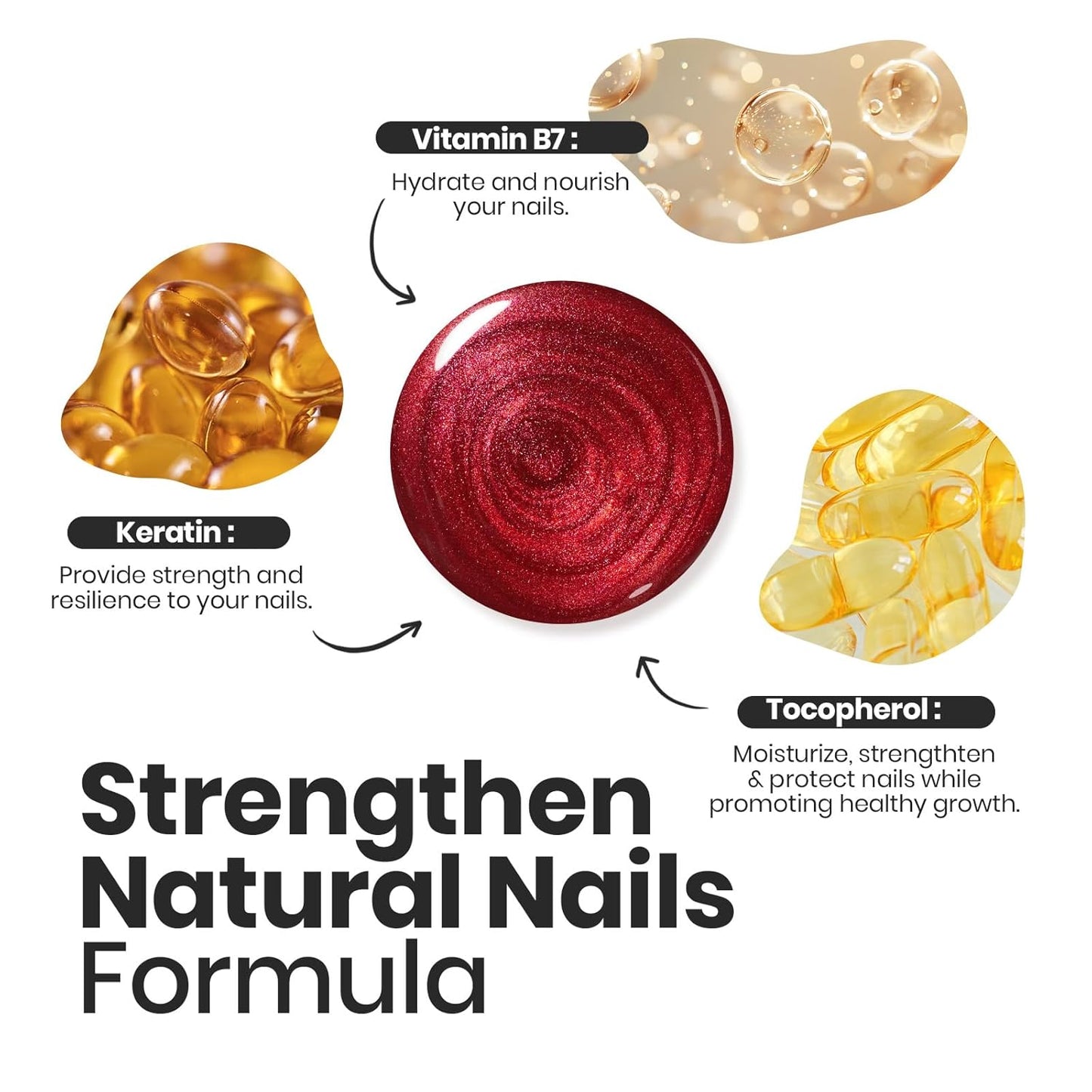 Beetles Fall Nail Polish Set - Glamour Era 6 Colors Quick Dry Glitter Burgundy Red Gold Green Yellow High-Gloss Long-Lasting Nail Polish for DIY At-Home Manicure Gift for Women