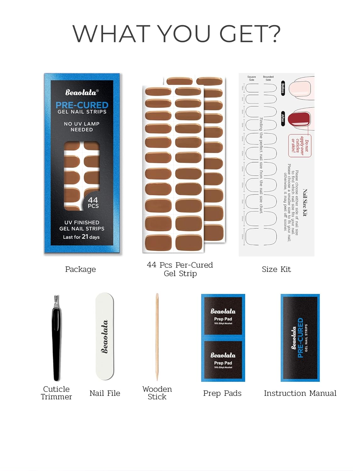 Pre Cured Gel Nail Strips - 44PCS Salon Quality Gel Nail Stickers - Long Lasting Polish Wraps for Women no UV Light Needed Easy Apply& Remove (Forest Mist Green)