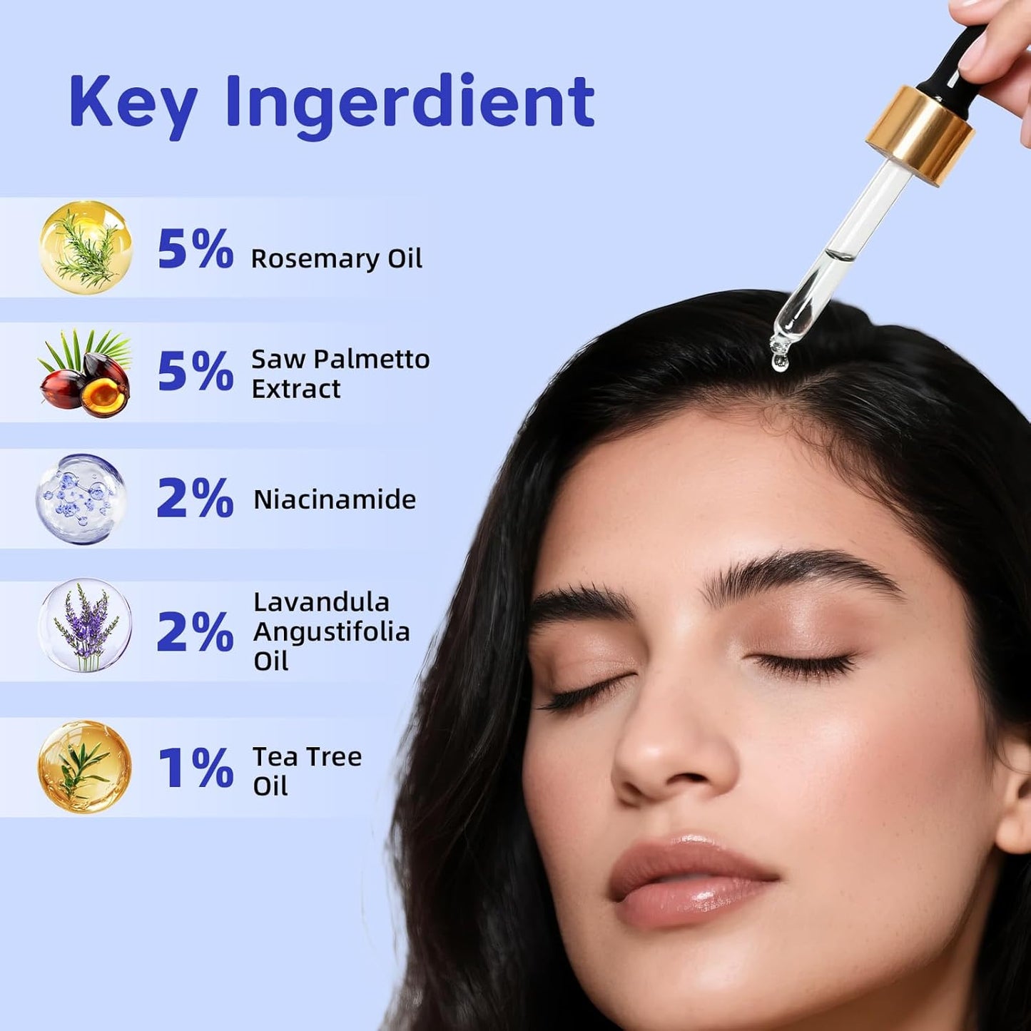 Hair Growth Serum with Rosemary Oil & Saw Palmetto - 100% Natural Plant-Based Formula to Stimulate Follicles, Revive Roots for Visibly Thicker Fuller Hair, Reduce Shedding and Loss For Men & Women