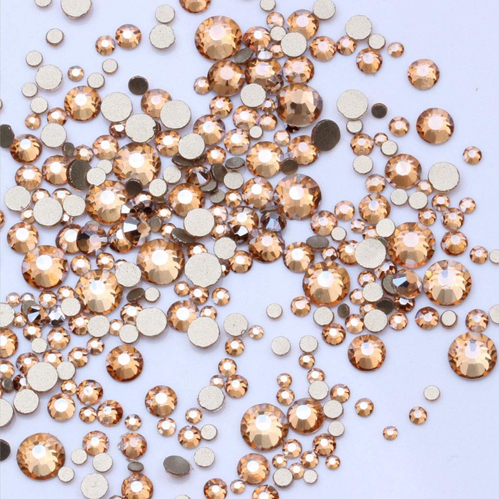 Rhinestones flat back gems round DIY decorative Nail Face and apparel accessories ss3-20 mix size(1440pcs champagne)