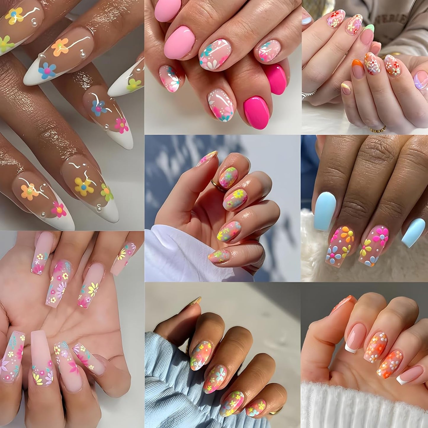 30 Sheets Flower Nail Stickers for Nail Art Colorful 3D Self Adhesive Daisy Nail Decals Spring Summer Nail Art Stickers Cute Floral Nail Design Decoration Accessories for Women and Girls