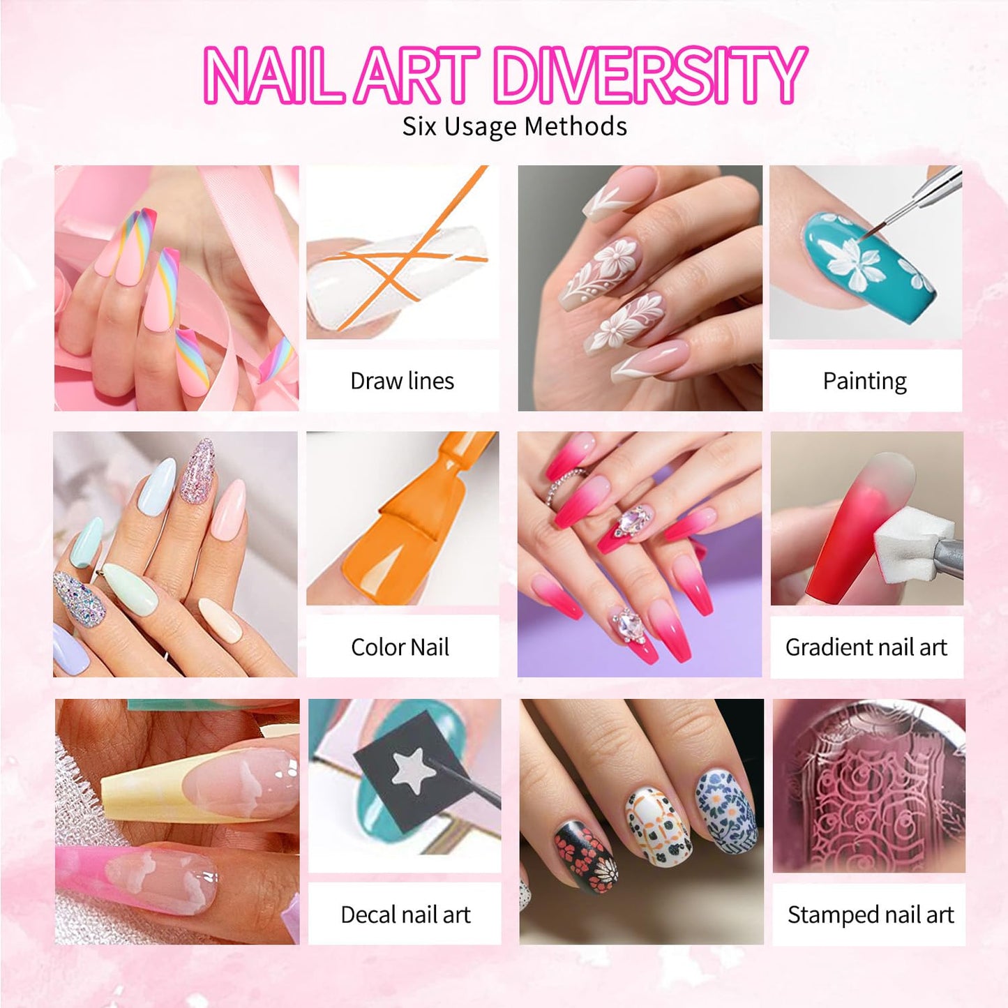 Finger Secret 4 Colors Set Ombre Pat Gel Nail Polish,Gradient Painting Gel with 20Pcs Nail Sponges for Nail Art DIY can be Painted in Salon or Home Use(k9)