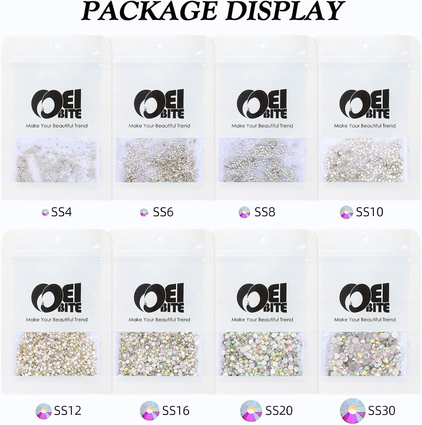 Crystal AB Flatback Rhinestones, Glass Rhinestones for Nail Art and Craft, Glue Fix, Loose Crystal Gemstones(Crystal AB, SS12, 1440pcs, 2.9-3.0mm)