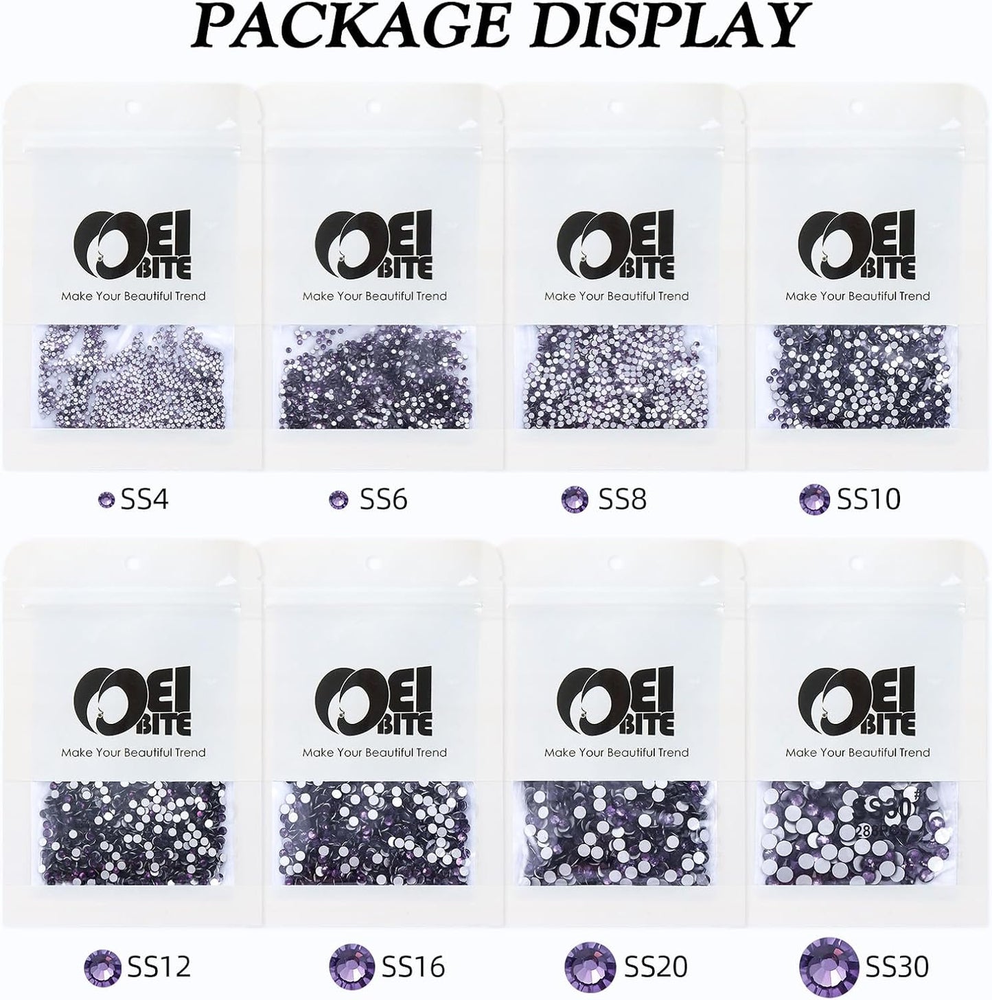 Tanzanite Flatback Rhinestones, Glass Rhinestones for Nail Art and Craft, Glue Fix, Loose Crystal Gemstones(Tanzanite, SS10, 1440pcs, 2.7-2.8mm)