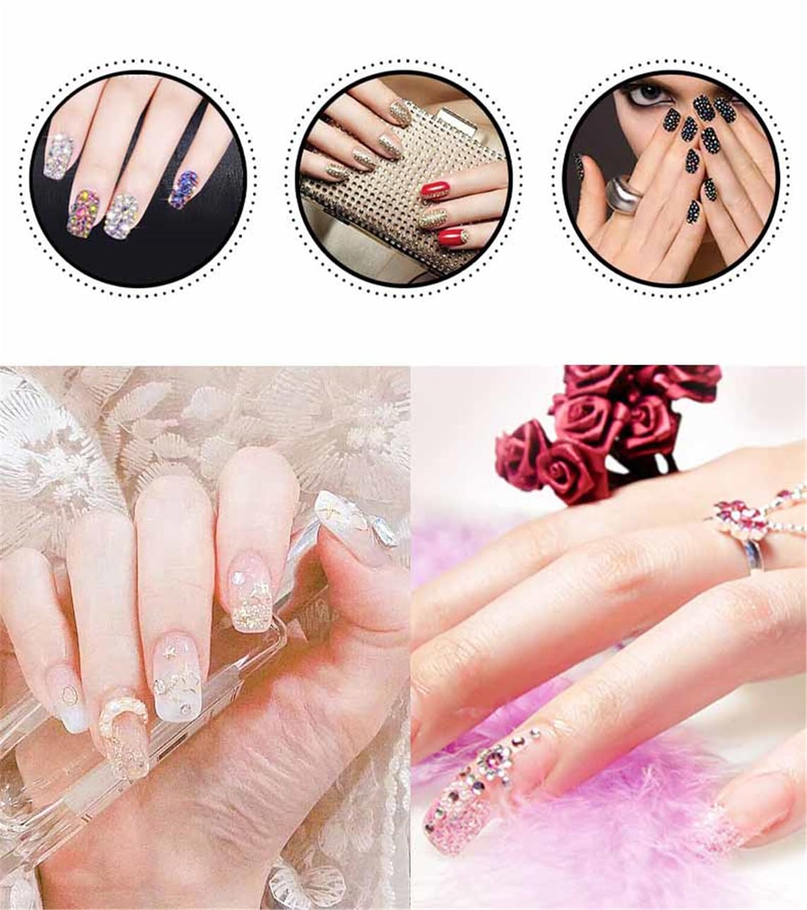 2250 Pcs SS16 4mm AB Flatback Rhinestones for Nails Art Crafts Glitter Round Shine Gems Crystals DIY Clothes Shoes （Champagne AB）