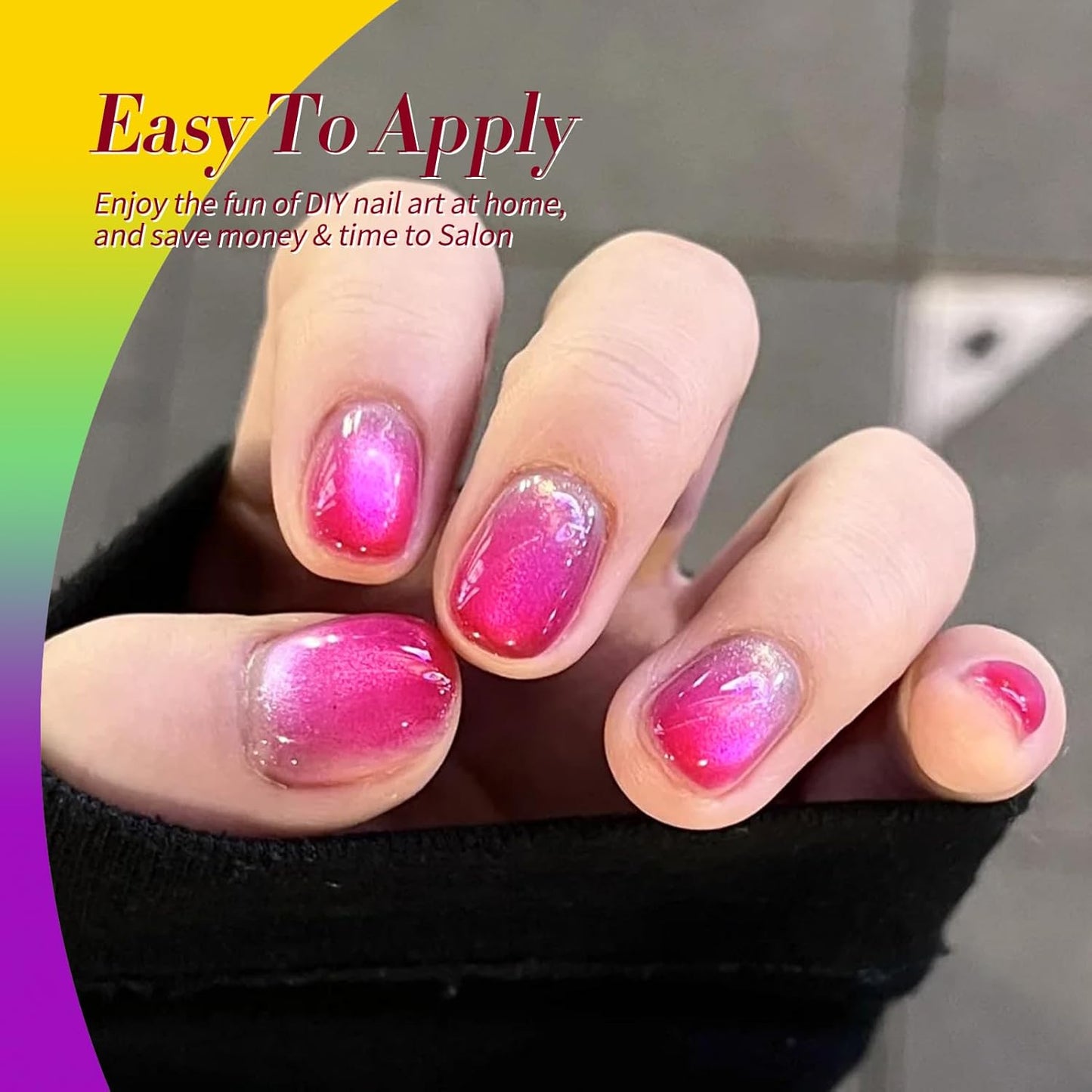 Born Pretty Neon Jelly Gel Nail Polish Glass Crystal Spring Summer Transparent Ice Jelly Gel Polish with Silver Holographic Glitter Cat Magnetic Eye Gel Polish Collection Minicure DIY Gifts 6PCS