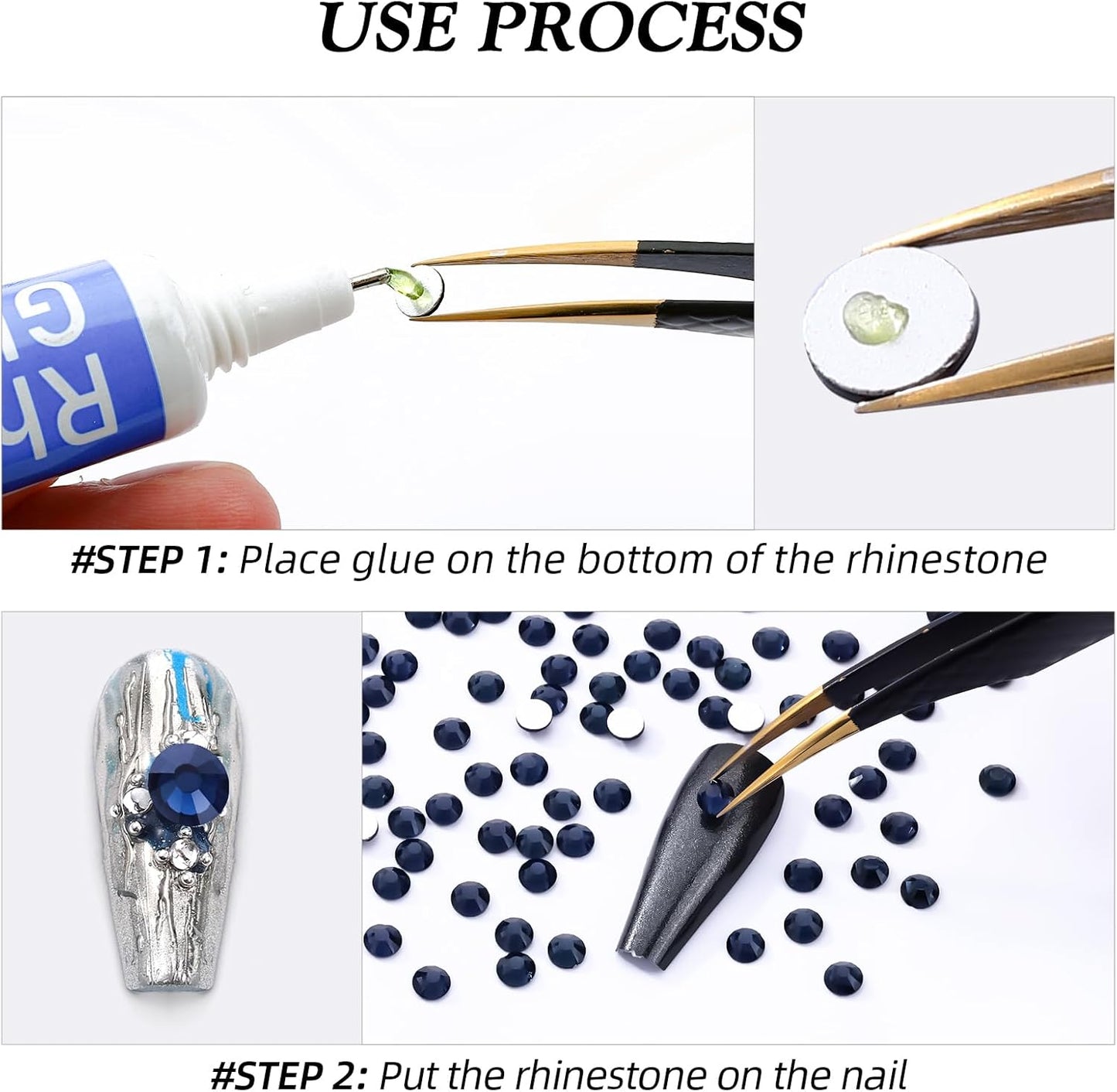 Montana Flatback Rhinestones, Glass Rhinestones for Nail Art and Craft, Glue Fix, Loose Crystal Gemstones(Montana, SS20, 1440pcs, 4.6-4.8mm)