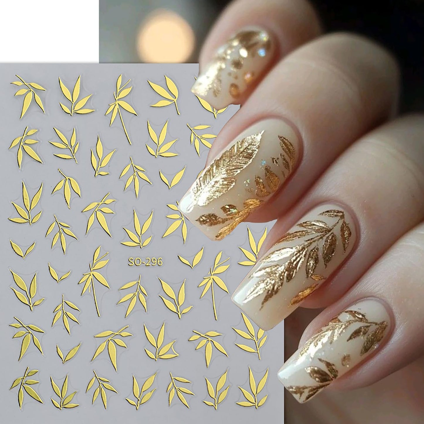 5 Sheets Fall Nail Art Stickers Autumn Maple Leaf Nail Decals 3D Self-Adhesive Thanksgiving Day Maple Leaf Nails Decals with Gold White Orange Green Leaves Nail Stickers for Women Manicure Decoration