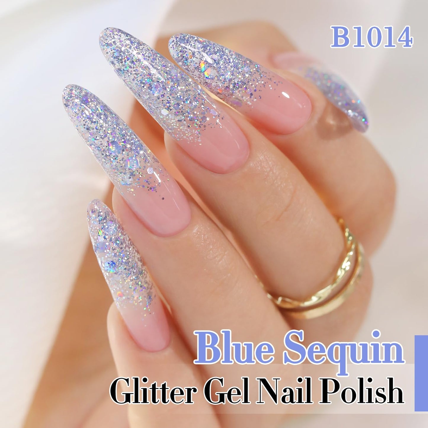 Double Rhythm 0.5Oz Glitter Gel Polish Shimmer Reflective Color for Nail Art Salon DIY Soak Off 15ml Nail Lamp Gel Polish at Home (Pastel Blue-B1014)