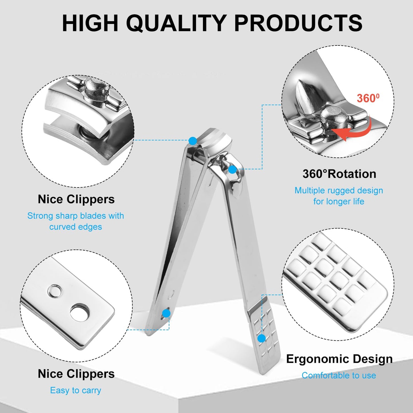 Nail Kit, Manicure Kit, Nail Care Kit for Men, Manicure Pedicure Set, Nail Clippers Toenail Clippers Kit, Professional Manicure Kit Pedicure Kit, Black Travel Case, Set of 12.