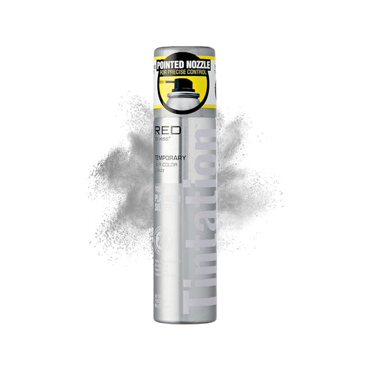 Red by Kiss Tintation Temporary Hair Color Spray 2.82oz, Quick-Dry & Smudge-Proof, Vivid Color Washable Hair Dye, Styling Spray Cosplay Halloween Birthday Party Festival (Platinum Silver)