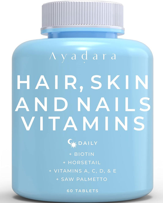 Hair Skin and Nails Vitamins 60 Capsules, Premium Biotin Hair Growth Vitamins, Skin, Nail - Hair Growth Supplement, Natural Hair, Skin, Nails Vitamins for Women & Men - Non-GMO, Gluten Free
