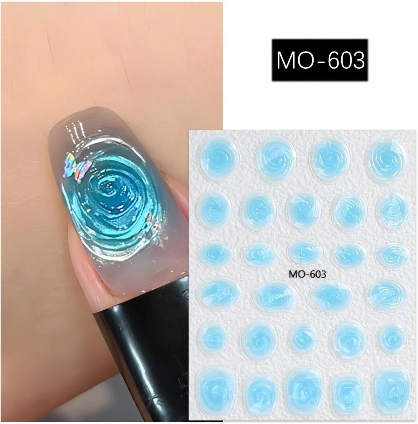 Laser Swirl Nail Art Stickers Decals Pink Blue Purple Nails Stickers Cute 5D Embossed Nails Decal Self-Adhesive Nail Art Decal for Women Manicure Decor