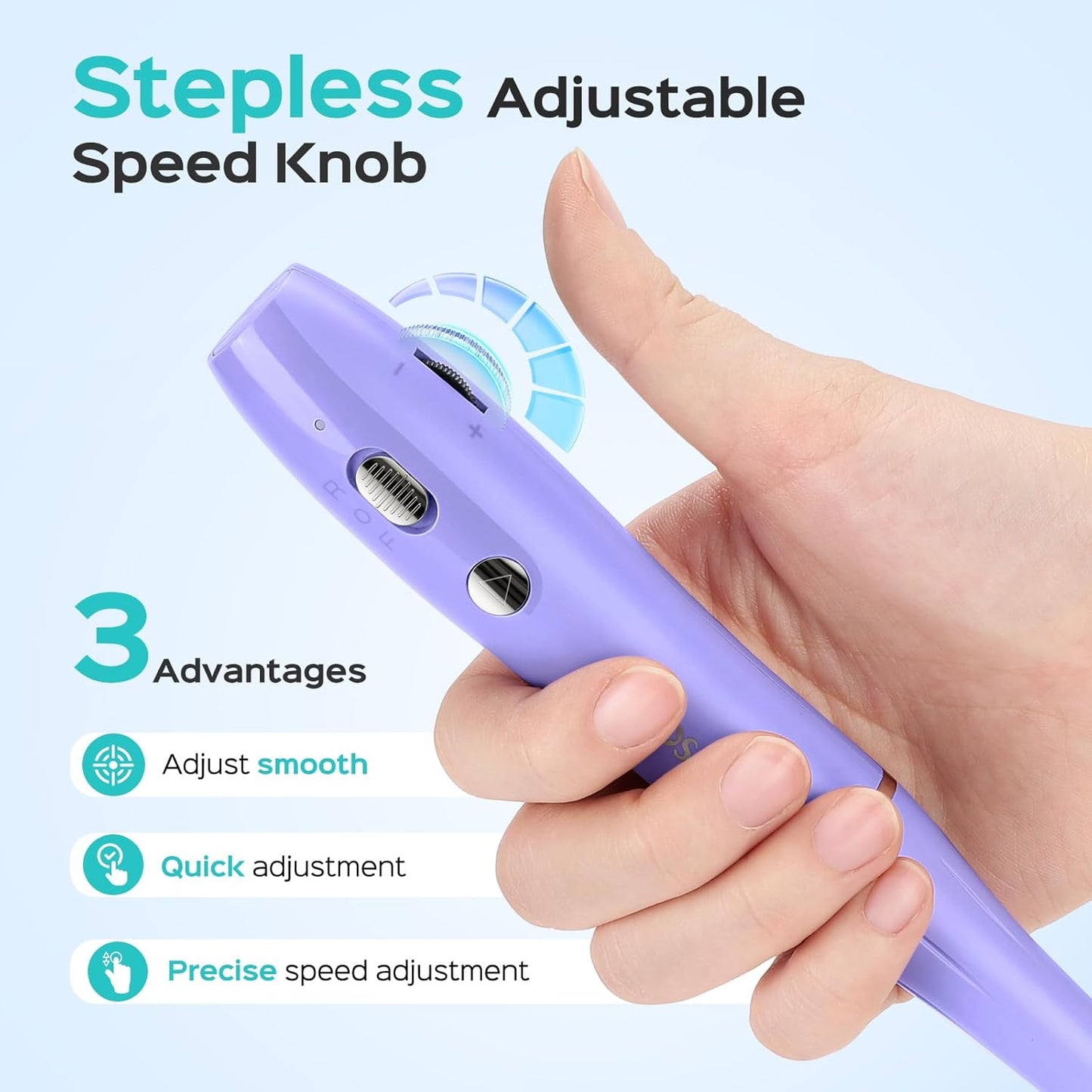 COSLUS Cordless Electric Nail Drill File: Nail Drill Machine with Stepless Speed Knob for Acrylic Gel Dip Powder Polish, Professional Portable Manicure Pedicure Rechargeable for Home Salon Use Purple