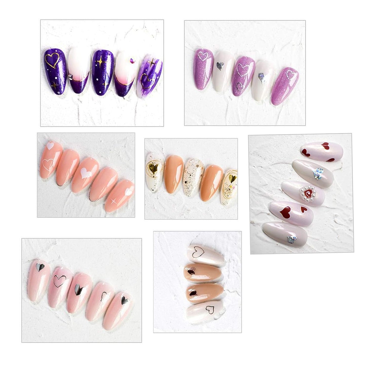 15 Large Sheets Hearts Nail Stickers for Women Girls Kids - 3D Self Adhesive Heart Nail Decals for Natural Fingernails and Acrylic Nails Heart Nail Decor for Nail Art Design DIY Nail Decoration