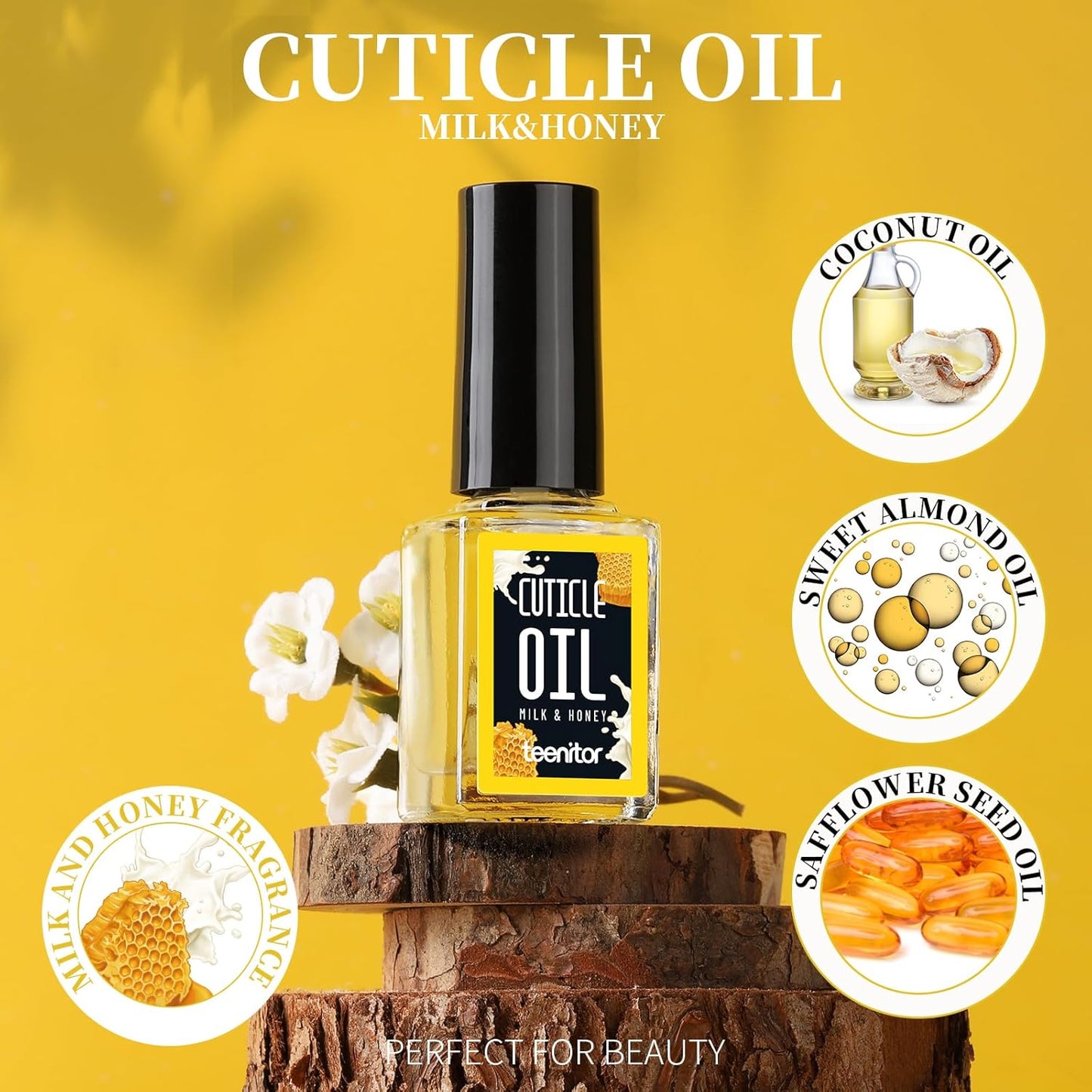 Teenitor Nail Soaking Bowl, Soak Off Gel Polish Dip Powder Remover, Manicure Bowl for Hand, Cuticle Remover Tools, Nail Brush Cuticle Pusher,Cuticle Oil Cuticle Peeler,Nail File Buffer Milk and Honey