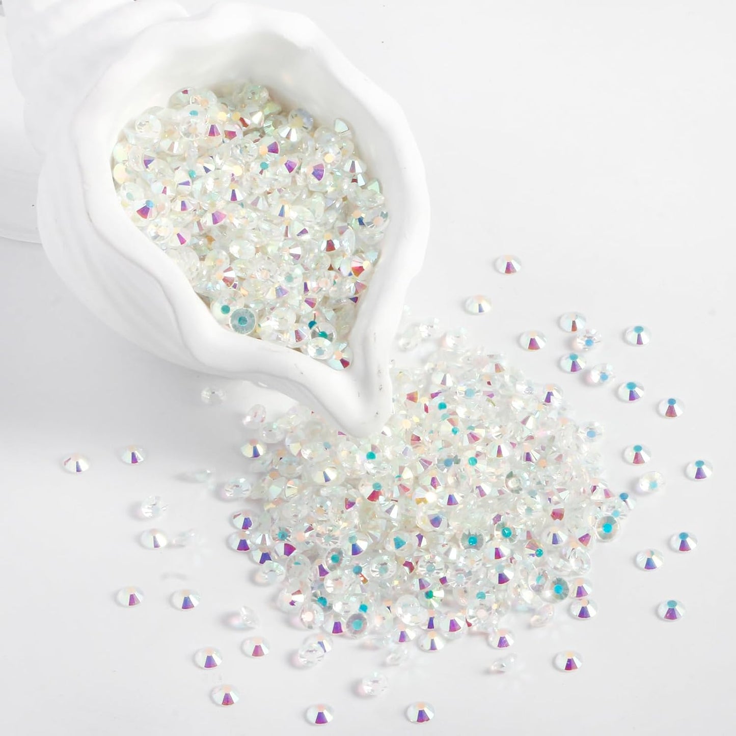 5000PCS SS6 Flatback Rhinestones | 12-Facet Diamond-Cut Glass Gems for Nail Art, Clothing, DIY Crafts |Glue-On Decoration Stones with Silver Backing(Transparent AB)