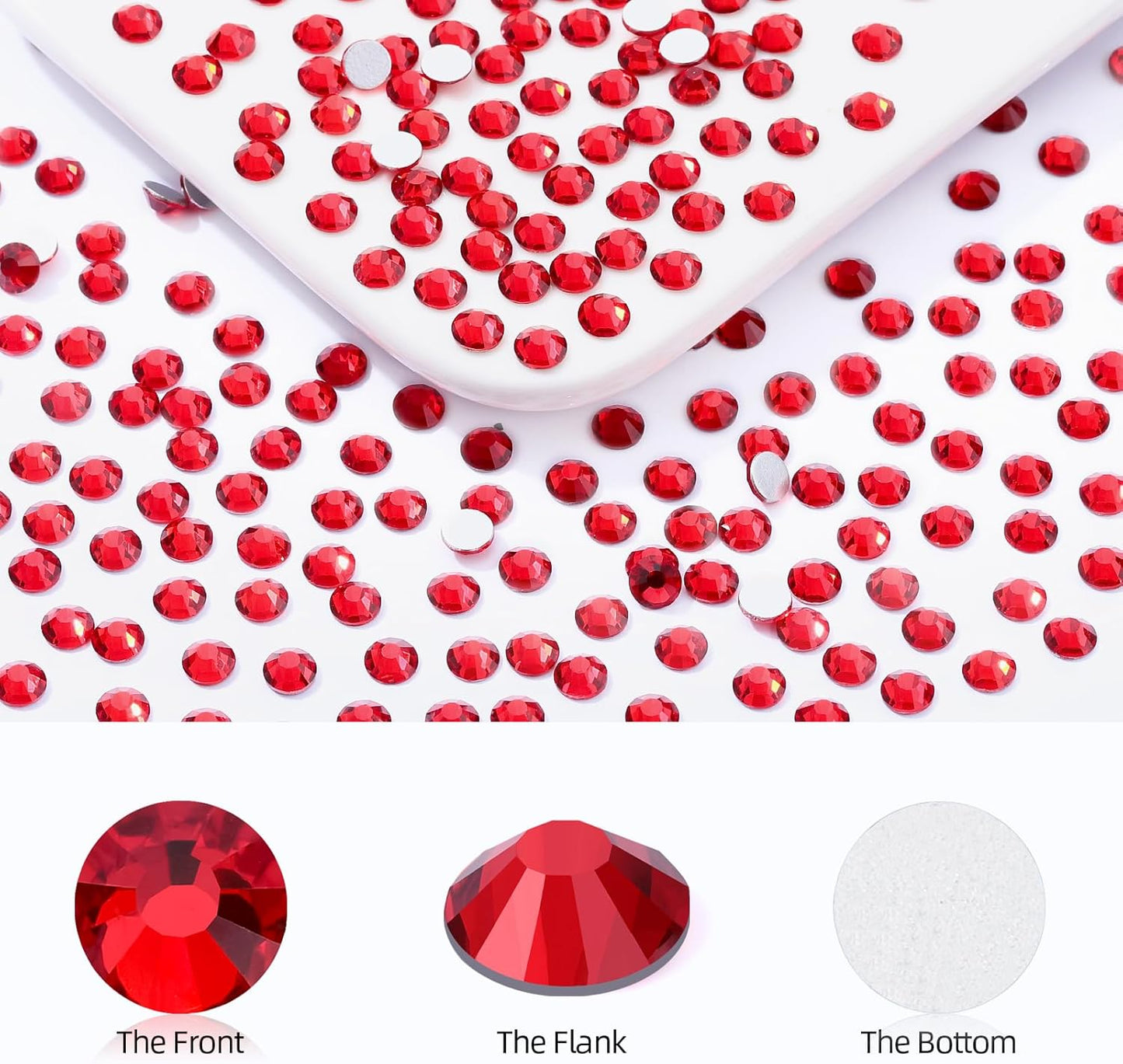 Red Flatback Rhinestones, Glass Rhinestones for Nail Art and Craft, Glue Fix, Loose Crystal Gemstones(Red, SS30, 576pcs, 6.4-6.6mm)
