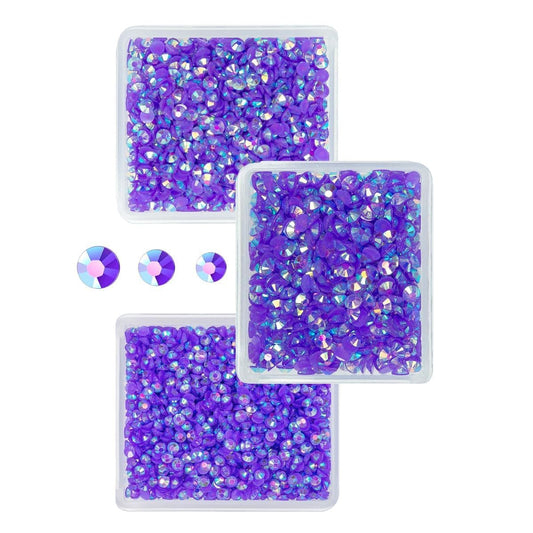 Dark Purple AB Resin Rhinestones for Crafting 3mm 4mm 5mm Violet Flatback Jelly Stones Bulk SS10 SS16 SS20 Non-Hotfix Diamonds Crystals Gems for Nails Face Eyes Makeup Body Tumblers DIY Crafts