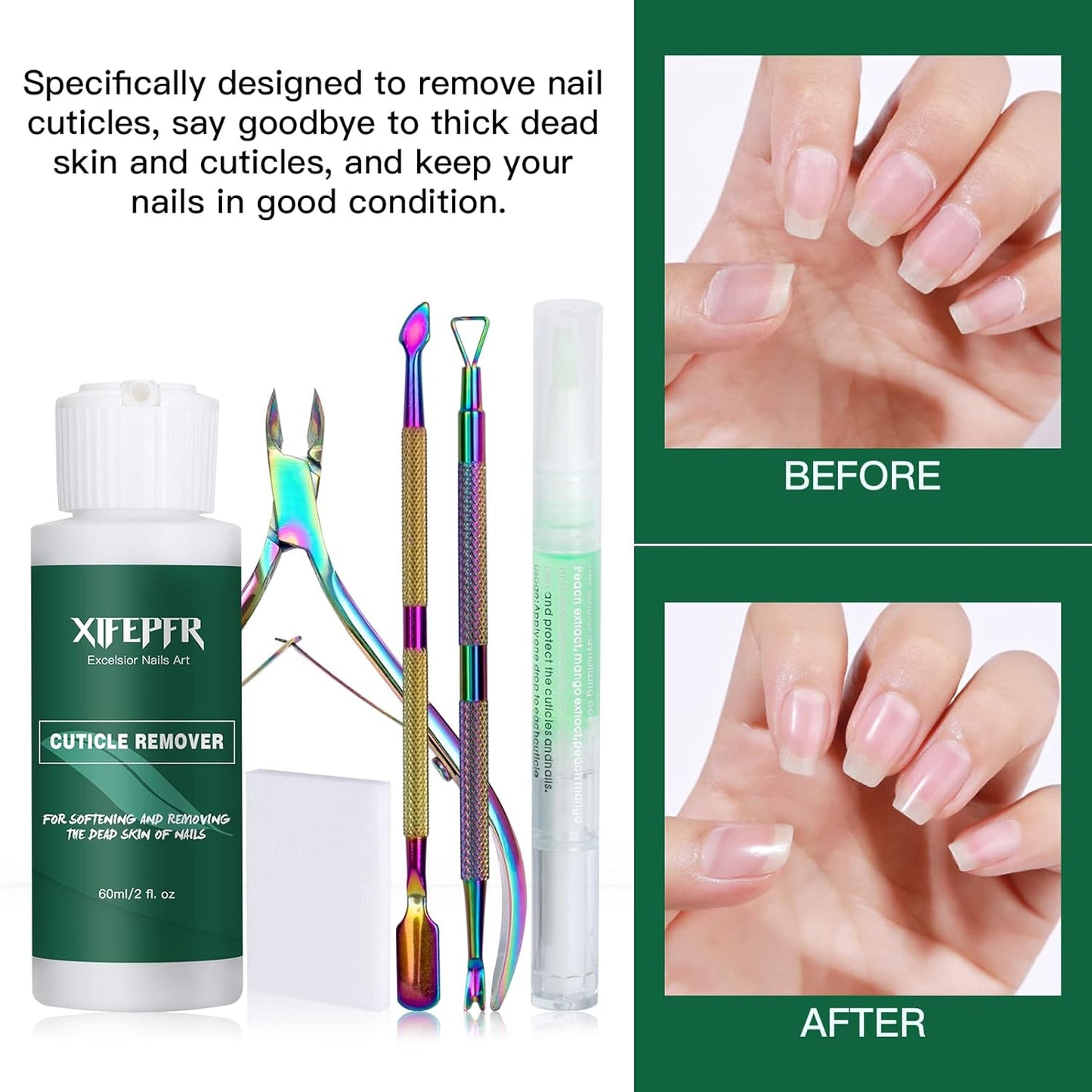 Cuticle Remover Kit - Cuticle Remover Cream & Cuticle Oil Pen for Soften Moisturize, Cuticle Trimmer/Nipper, Cuticle Pusher and Nail Cotton Pads for Professional Manicure, Gifts for Women