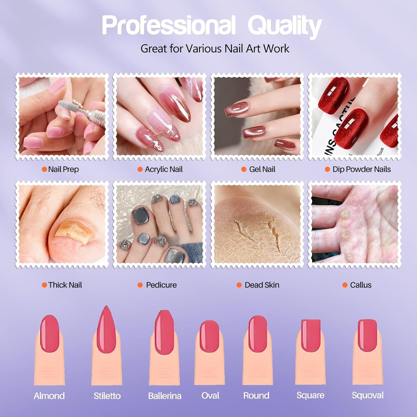 Electric Nail Drill Machine Handheld Flat Light 2-in-1 for Beginners Acrylic Gel Nails Manicure Pedicure Polishing Shape Tool with 8 Bits Gel Nails and Home Salon Use