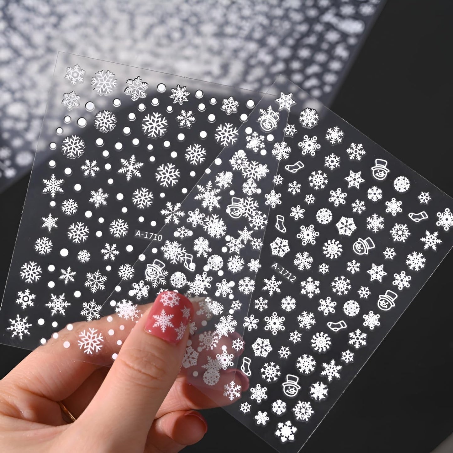 12 Sheets Christmas Nail Art Stickers 3D Holiday Stickers Self Adhesive Christmas Nail Decals Snowflake Art Supplies Decoration Accessories for Women & Girls