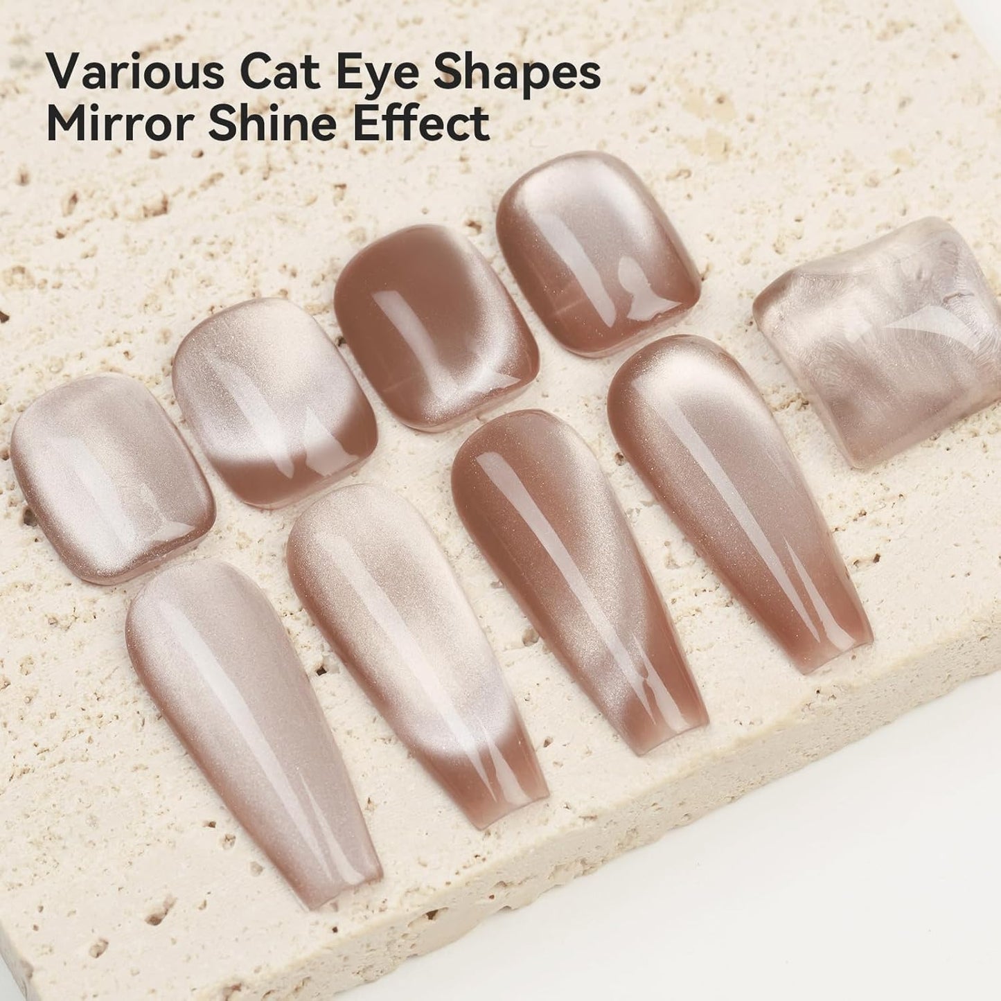 Cat Eye Gel Nail Polish Moonlight, 12ML High Gloss Smoothie Glitter Brown Cat Eye Nail Polish Magnetic Holographic UV Gel Polish for Nail Art Manicure Salon DIY at Home 1PC