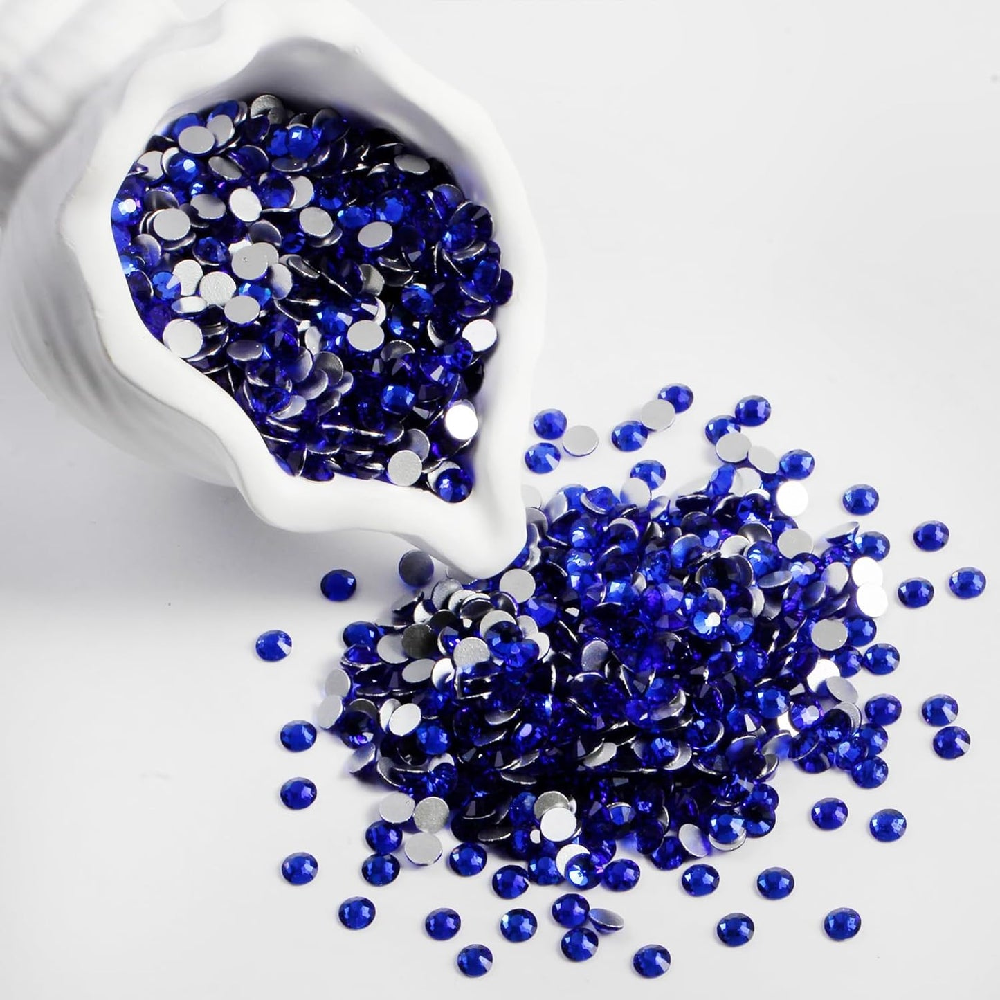 400PCS SS30 Flatback Rhinestones | 12-Facet Diamond-Cut Glass Gems for Nail Art, Clothing, DIY Crafts |Glue-On Decoration Stones with Silver Backing(Sapphire)