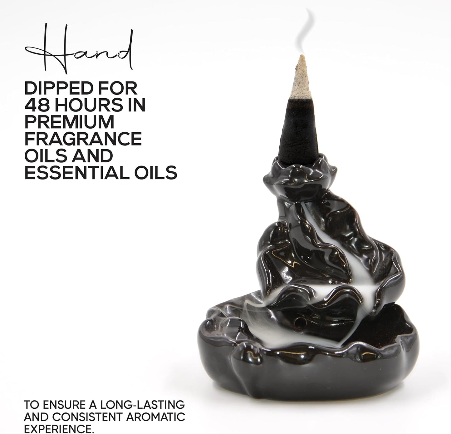 Sandalwood Charcoal Incense Cones 2" BACKFLOW - 60 Pack Bulk - Natural Scented Cones Handmade Hand Dipped