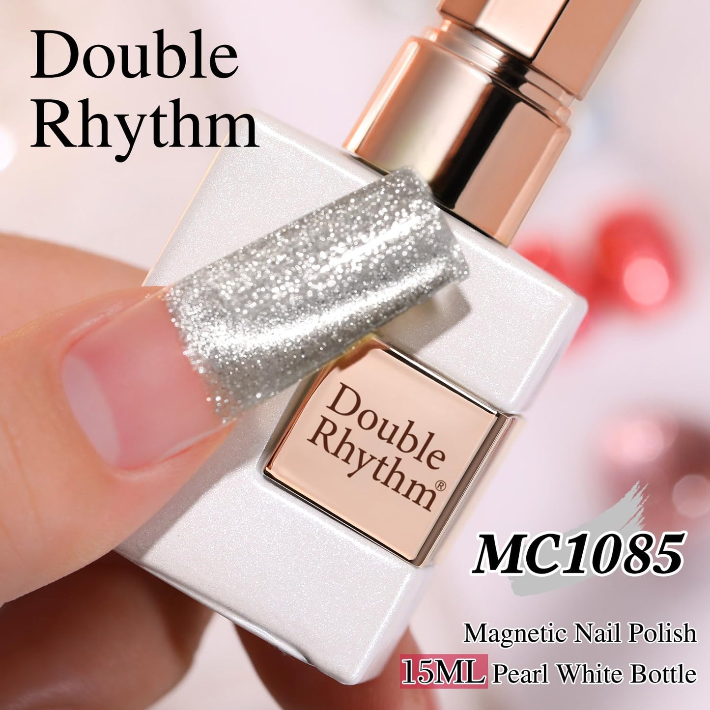 Double Rhythm 15ML Glitter Gel Polish 0.5Oz Shimmer Reflective Color for Nail Art Salon DIY at Home (Cat Eye Silver-MC1085)