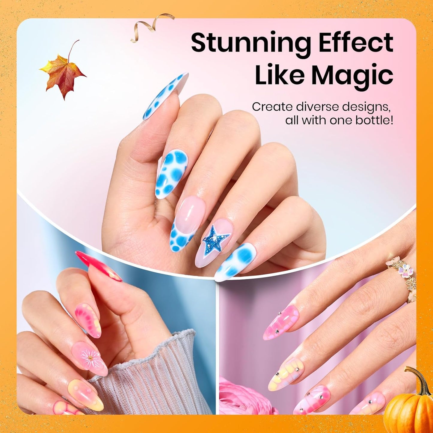 Beetles Blooming Gel, Blooming Gel Nail Polish Clear Uv Led Blossom for Spreading Effect Marble Natural Stone Watercolor Floral Print Fall Nails Soak off Diy Nail Art Design Manicure Gift for Women